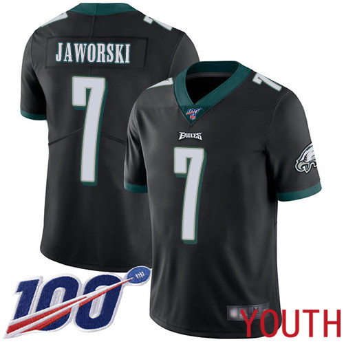 Youth Philadelphia Eagles 7 Ron Jaworski Black Alternate Vapor Untouchable NFL Jersey Limited Player